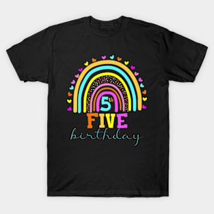 5 Years Old Rainbow 5Th Birthday For Girls Boys Kids T-Shirt